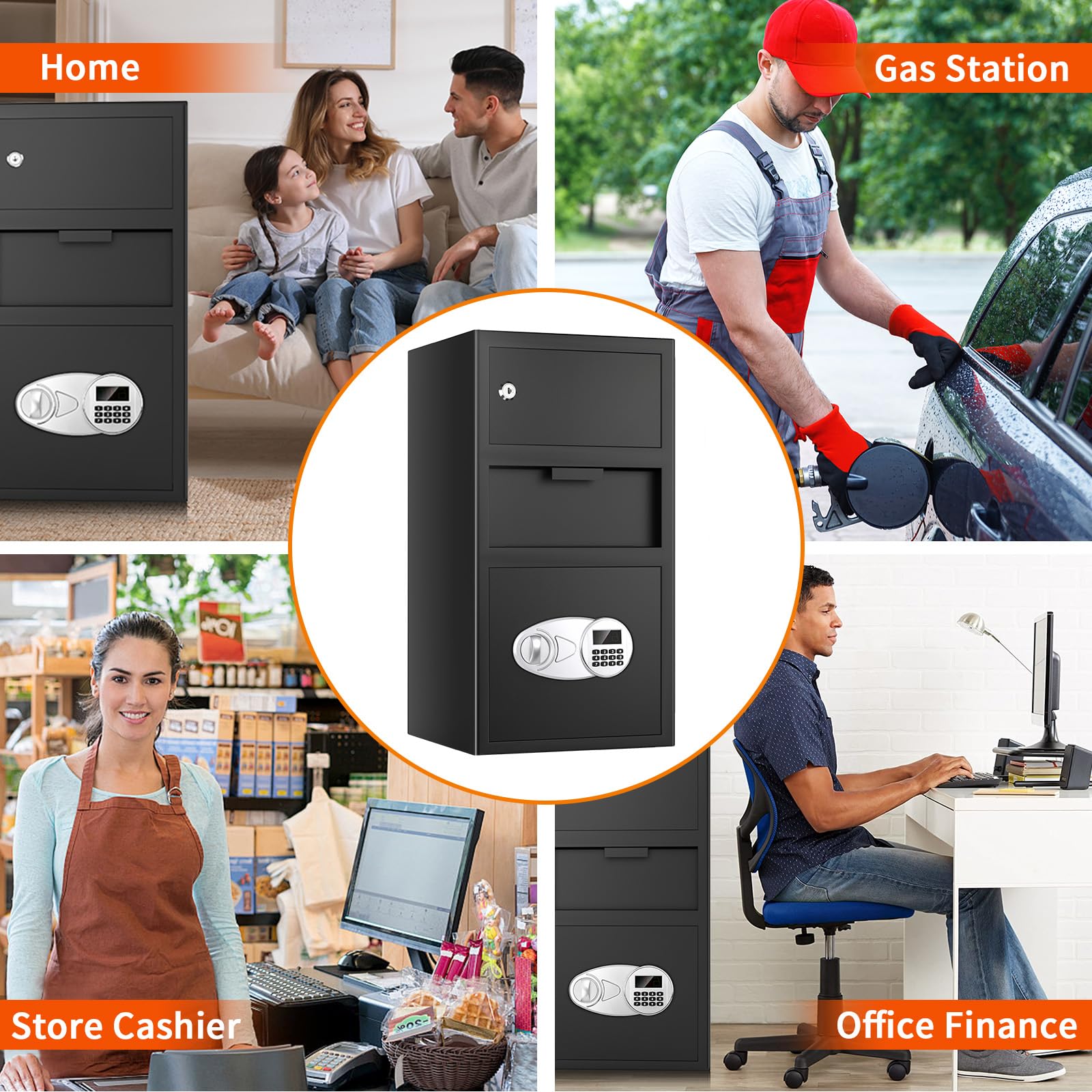 5.8 CU FT Extra Large Drop Safe for Business, Anti-Theft Money Drop Slot Safes with Digital Keypad and Spare Keys, Heavy Duty Depository Safe for Home Office Retail Store Business Mail Church