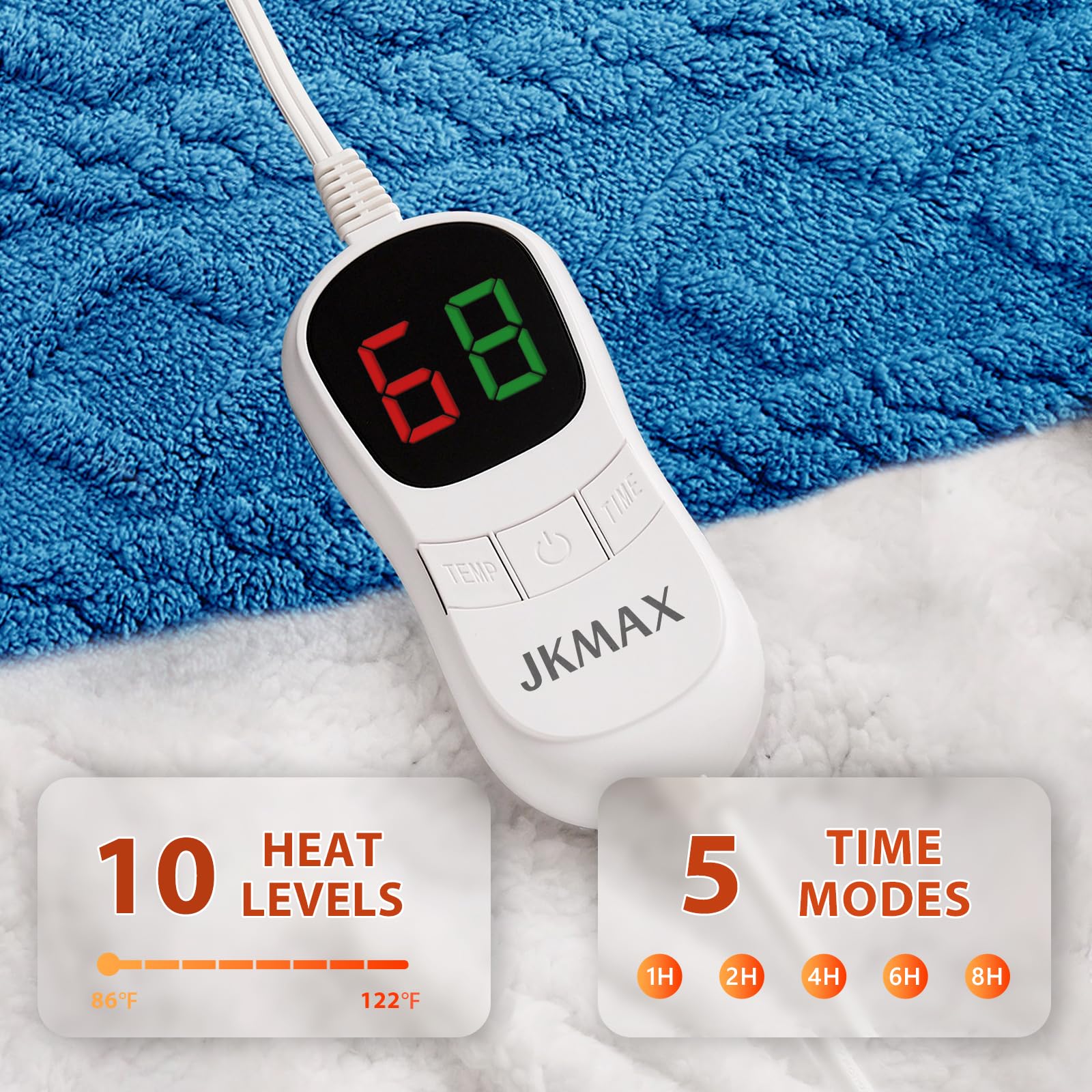 Heated Blanket Full Size - Premium Soft Heating Electric Blanket, Fast Heating with 10 Heating Settings, 5 Time Settings, Machine Washable - Perfect for Winter &amp; Cold Nights (72"x84", Grey)