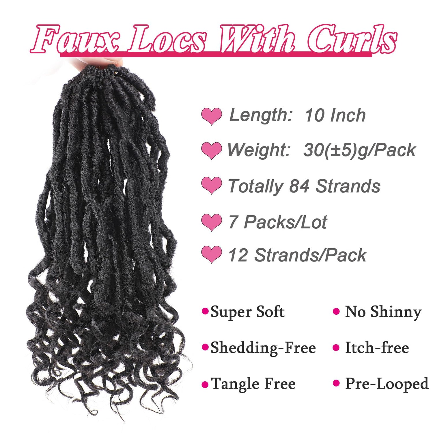 Leeven 7 Packs Faux Locs With Curly Ends 18 Inch Pre-looped Goddess Locs Crochet Hair 84 Strands Natural Black Crochet Bohemian Soft Locs Braiding Hair Extensions With Curls for Women 1B