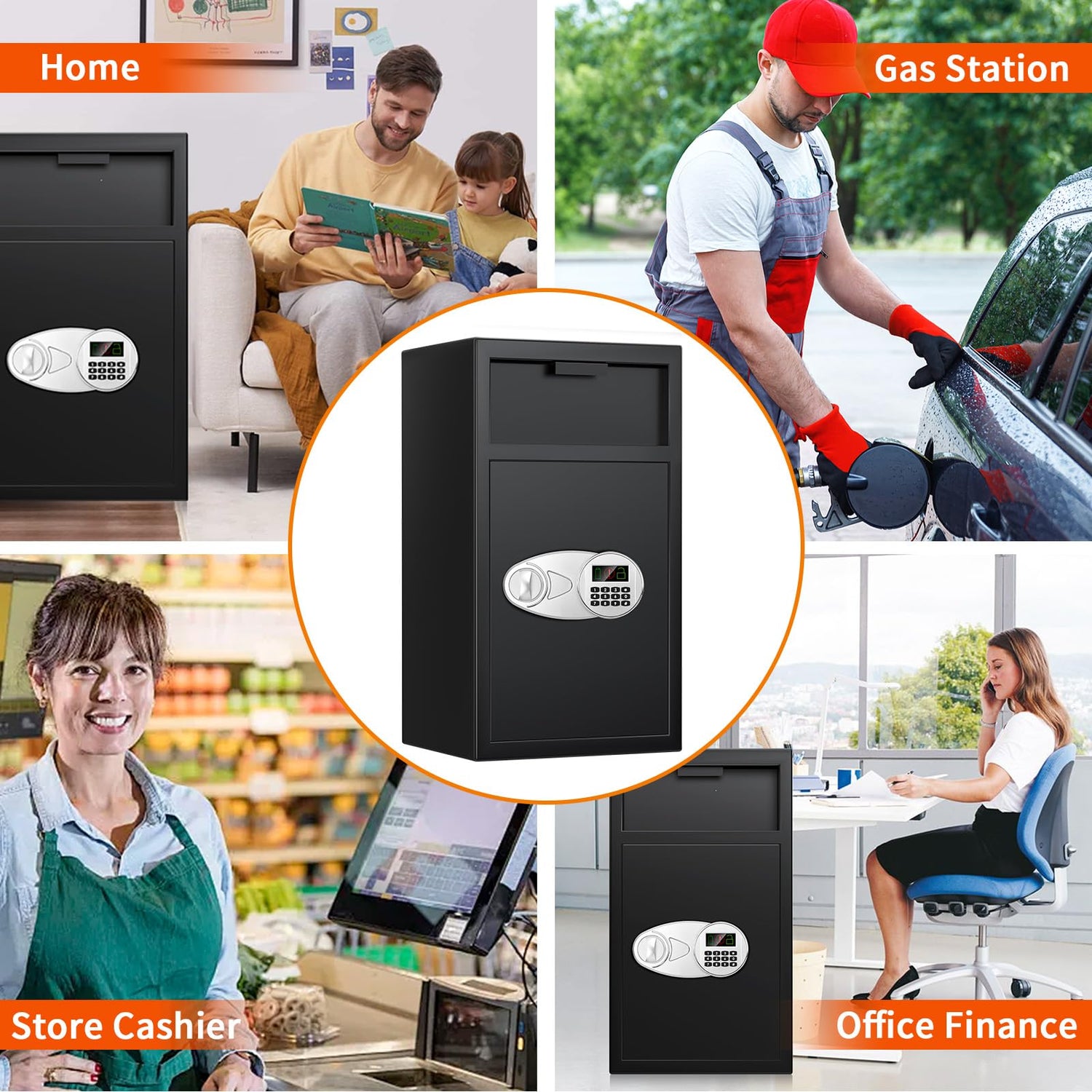 5.8 CU FT Extra Large Drop Safe for Business, Anti-Theft Money Drop Slot Safes with Digital Keypad and Spare Keys, Heavy Duty Depository Safe for Home Office Retail Store Business Mail Church