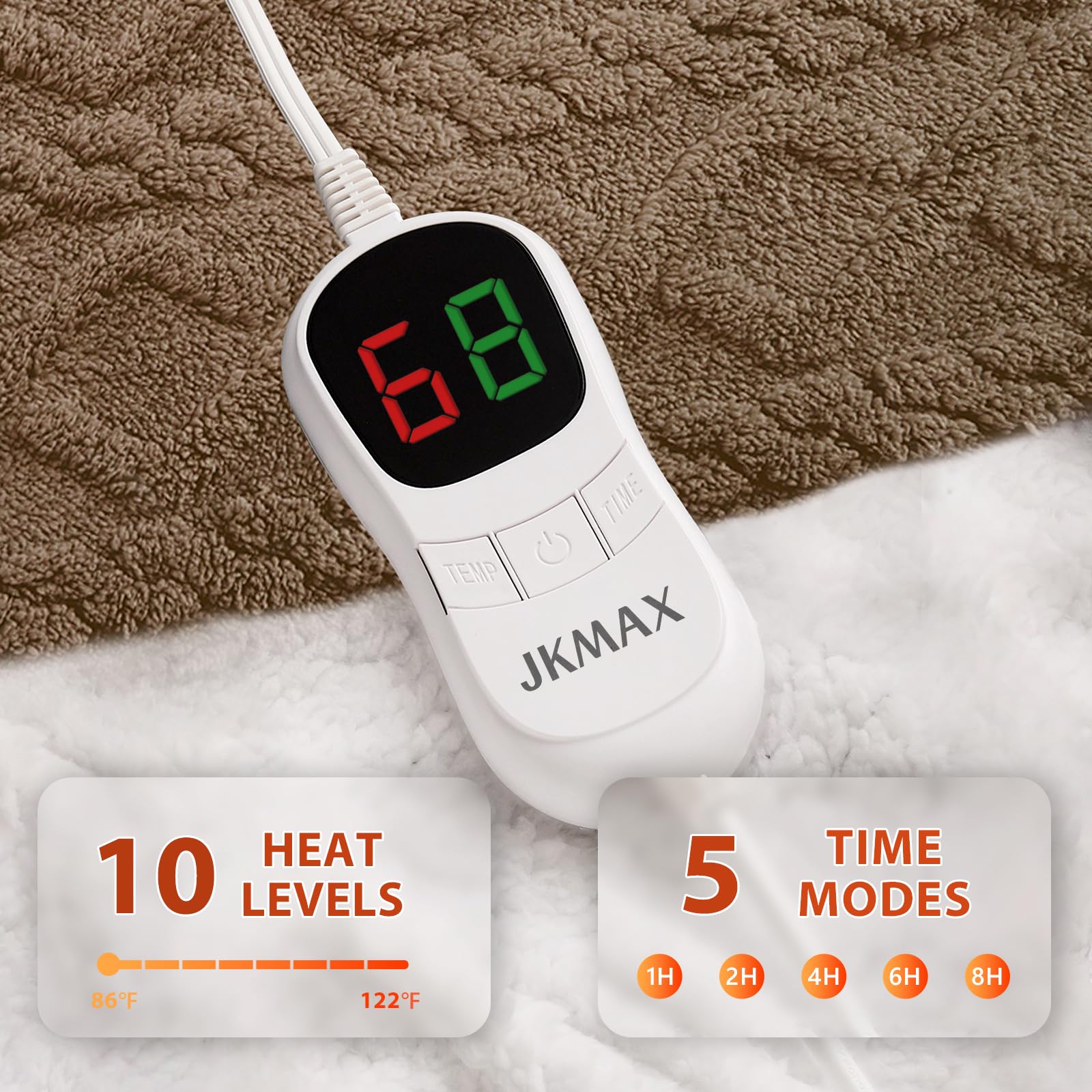 Heated Blanket Full Size - Premium Soft Heating Electric Blanket, Fast Heating with 10 Heating Settings, 5 Time Settings, Machine Washable - Perfect for Winter &amp; Cold Nights (72"x84", Grey)