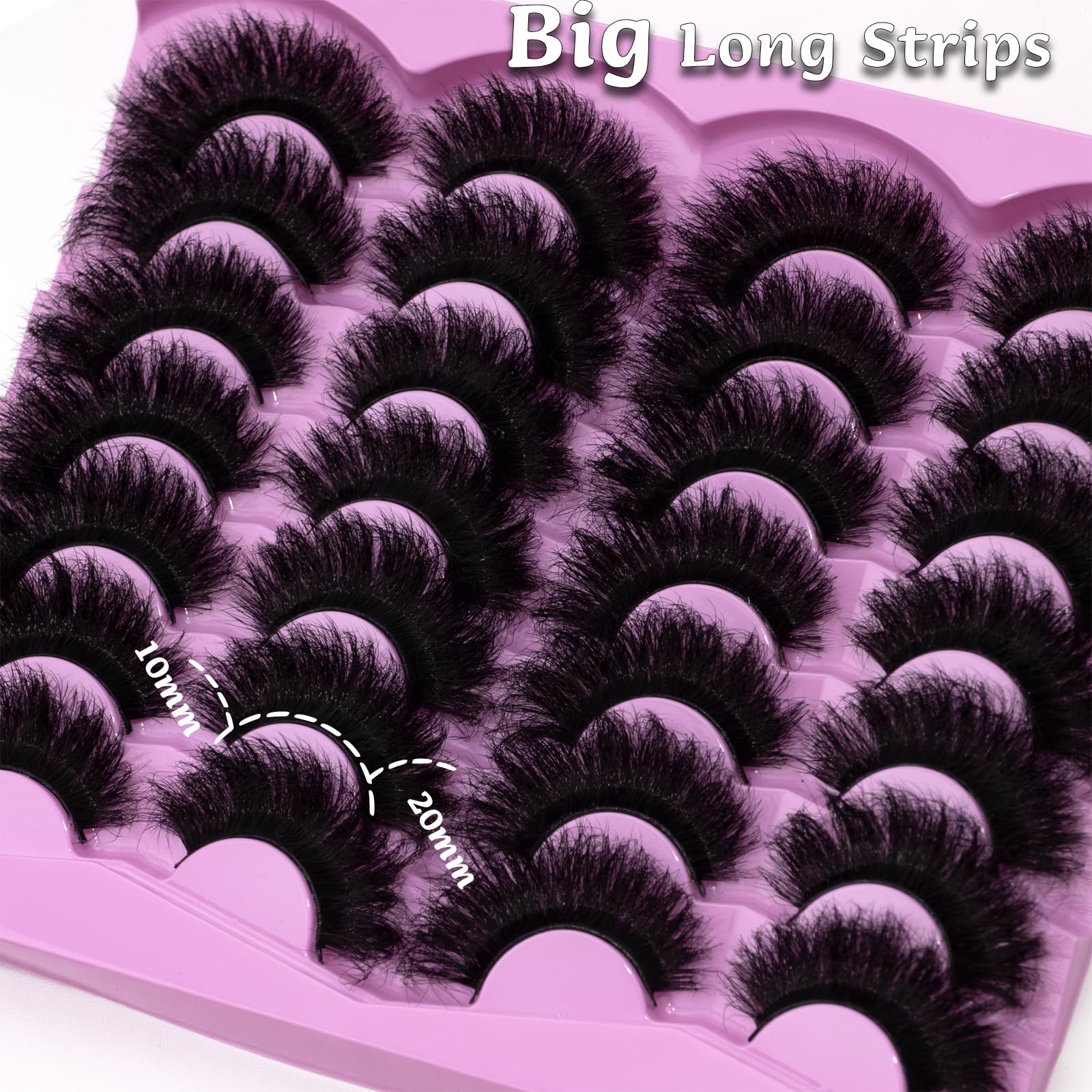 Mink Lashes Fluffy 20mm Volume False Eyelashes 8D Cat Eye Strip Lashes D Curl 14 Pairs Dramatic Soft Eyelash 25mm Big Long Lash Strips Lashes Pack That Look Like Extensions Faux Mink Lashes