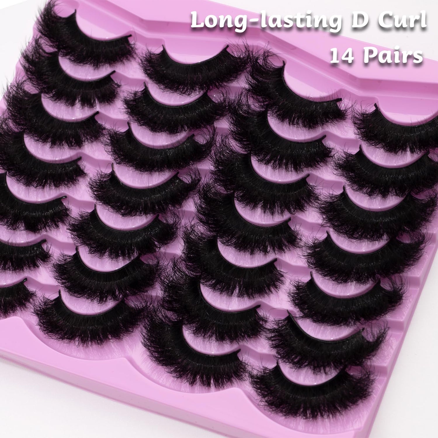 Mink Lashes Fluffy 20mm Volume False Eyelashes 8D Cat Eye Strip Lashes D Curl 14 Pairs Dramatic Soft Eyelash 25mm Big Long Lash Strips Lashes Pack That Look Like Extensions Faux Mink Lashes