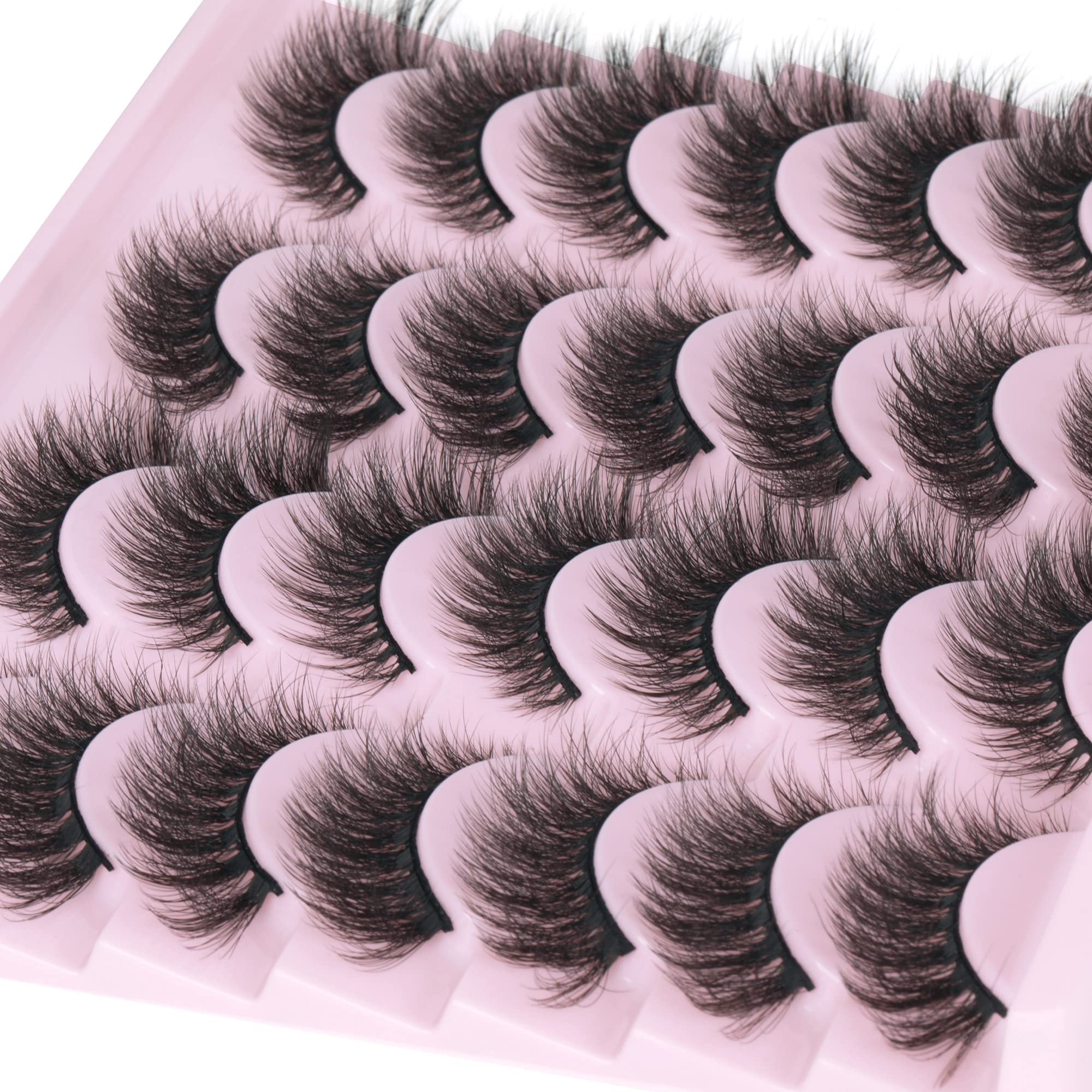 14 Pairs Wispy Mink Lashes False Eye Lashes Natural Look 5D Volume 16mm Fake Eyelashes Pack by TNFVLONEINS