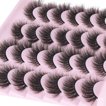 14 Pairs Wispy Mink Lashes False Eye Lashes Natural Look 5D Volume 16mm Fake Eyelashes Pack by TNFVLONEINS