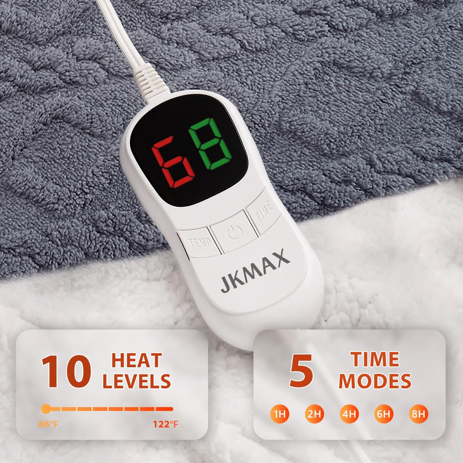 Heated Blanket Full Size - Premium Soft Heating Electric Blanket, Fast Heating with 10 Heating Settings, 5 Time Settings, Machine Washable - Perfect for Winter &amp; Cold Nights (72"x84", Grey)