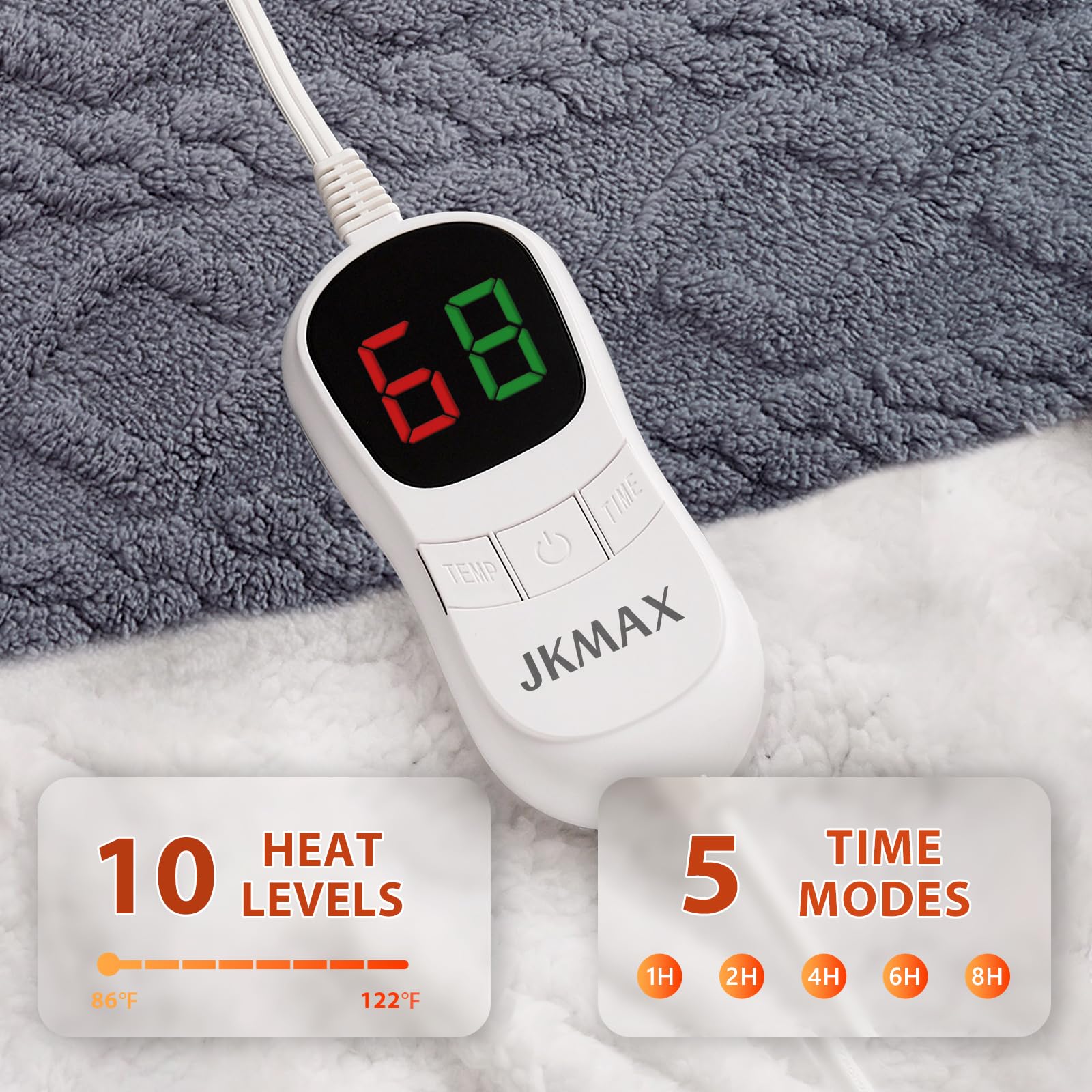 Heated Blanket Full Size - Premium Soft Heating Electric Blanket, Fast Heating with 10 Heating Settings, 5 Time Settings, Machine Washable - Perfect for Winter &amp; Cold Nights (72"x84", Grey)