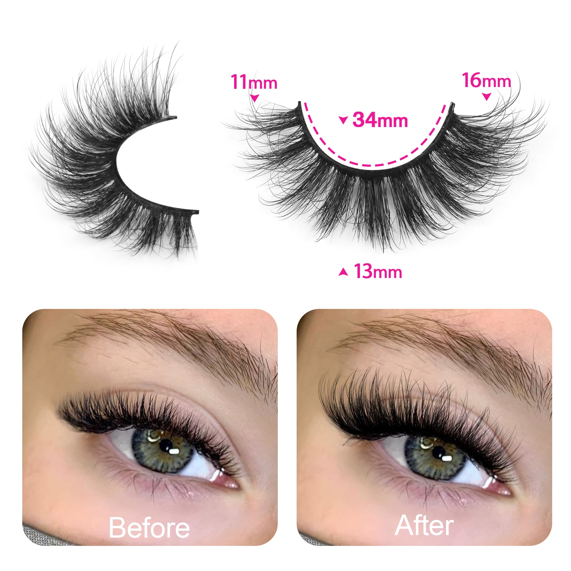 14 Pairs Wispy Mink Lashes False Eye Lashes Natural Look 5D Volume 16mm Fake Eyelashes Pack by TNFVLONEINS