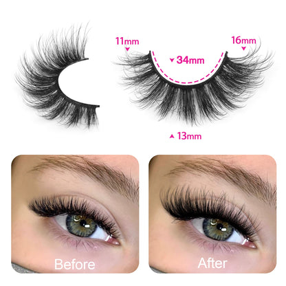 14 Pairs Wispy Mink Lashes False Eye Lashes Natural Look 5D Volume 16mm Fake Eyelashes Pack by TNFVLONEINS