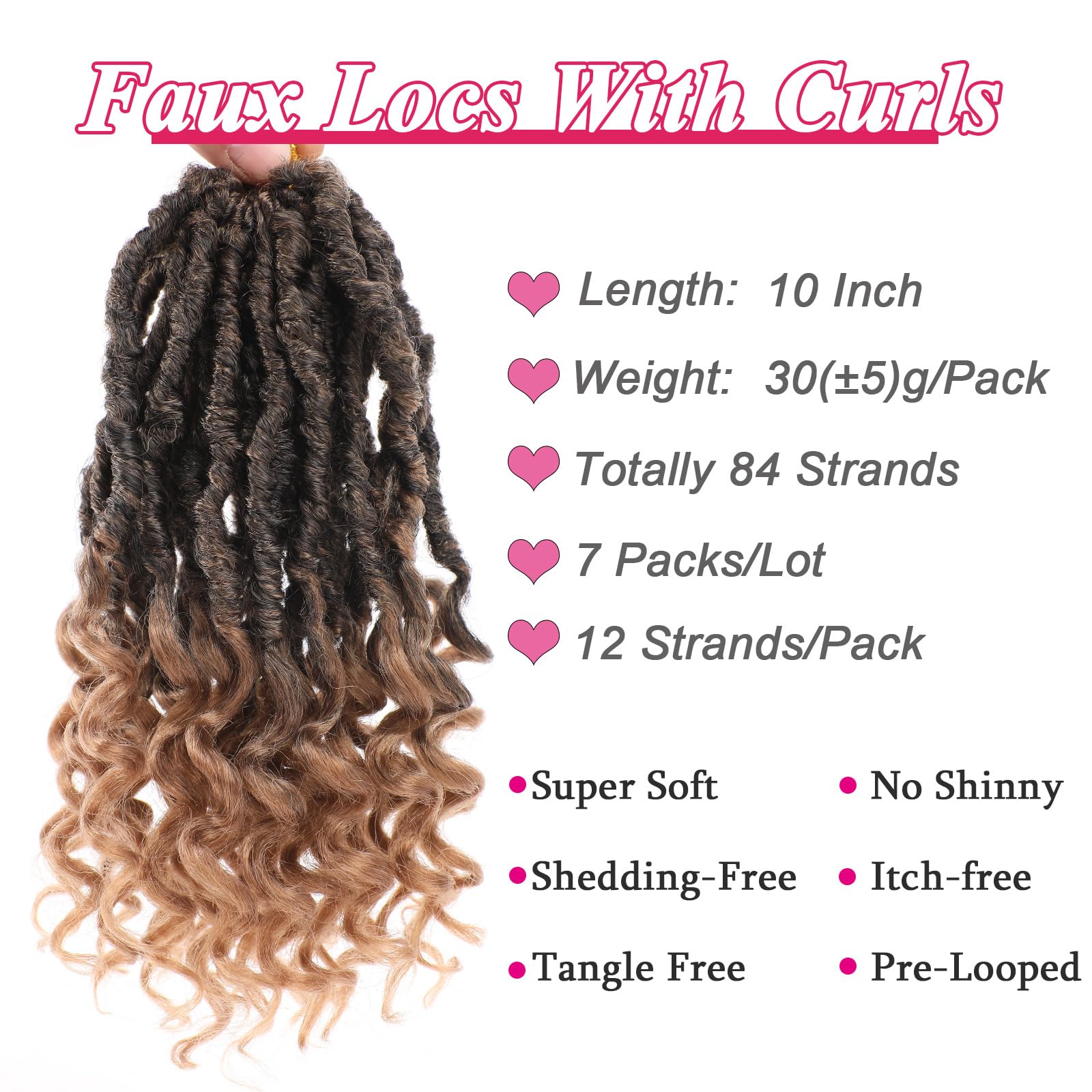 Leeven 7 Packs Faux Locs With Curly Ends 18 Inch Pre-looped Goddess Locs Crochet Hair 84 Strands Natural Black Crochet Bohemian Soft Locs Braiding Hair Extensions With Curls for Women 1B