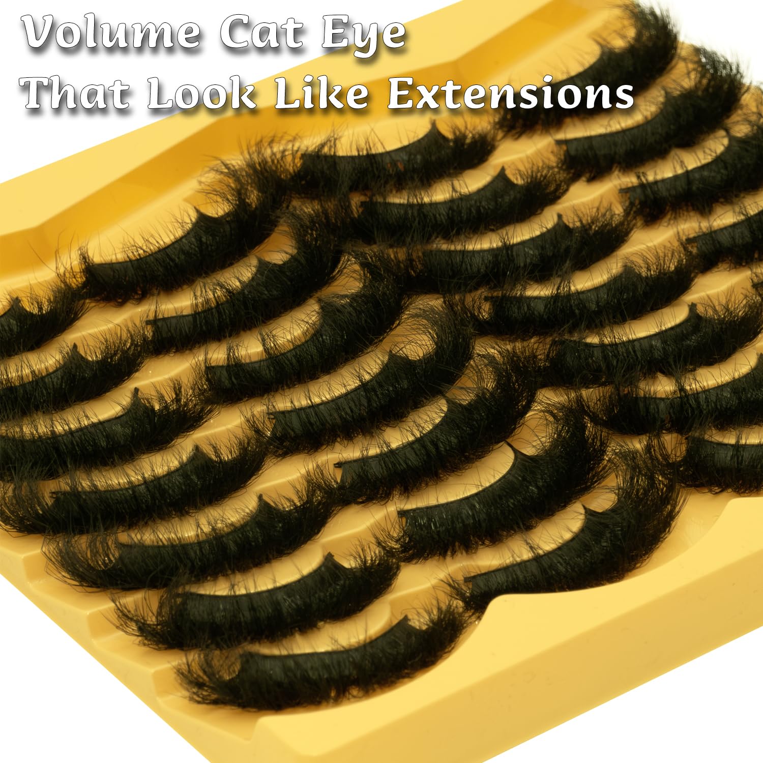 Mink Lashes Fluffy 20mm Volume False Eyelashes 8D Cat Eye Strip Lashes D Curl 14 Pairs Dramatic Soft Eyelash 25mm Big Long Lash Strips Lashes Pack That Look Like Extensions Faux Mink Lashes