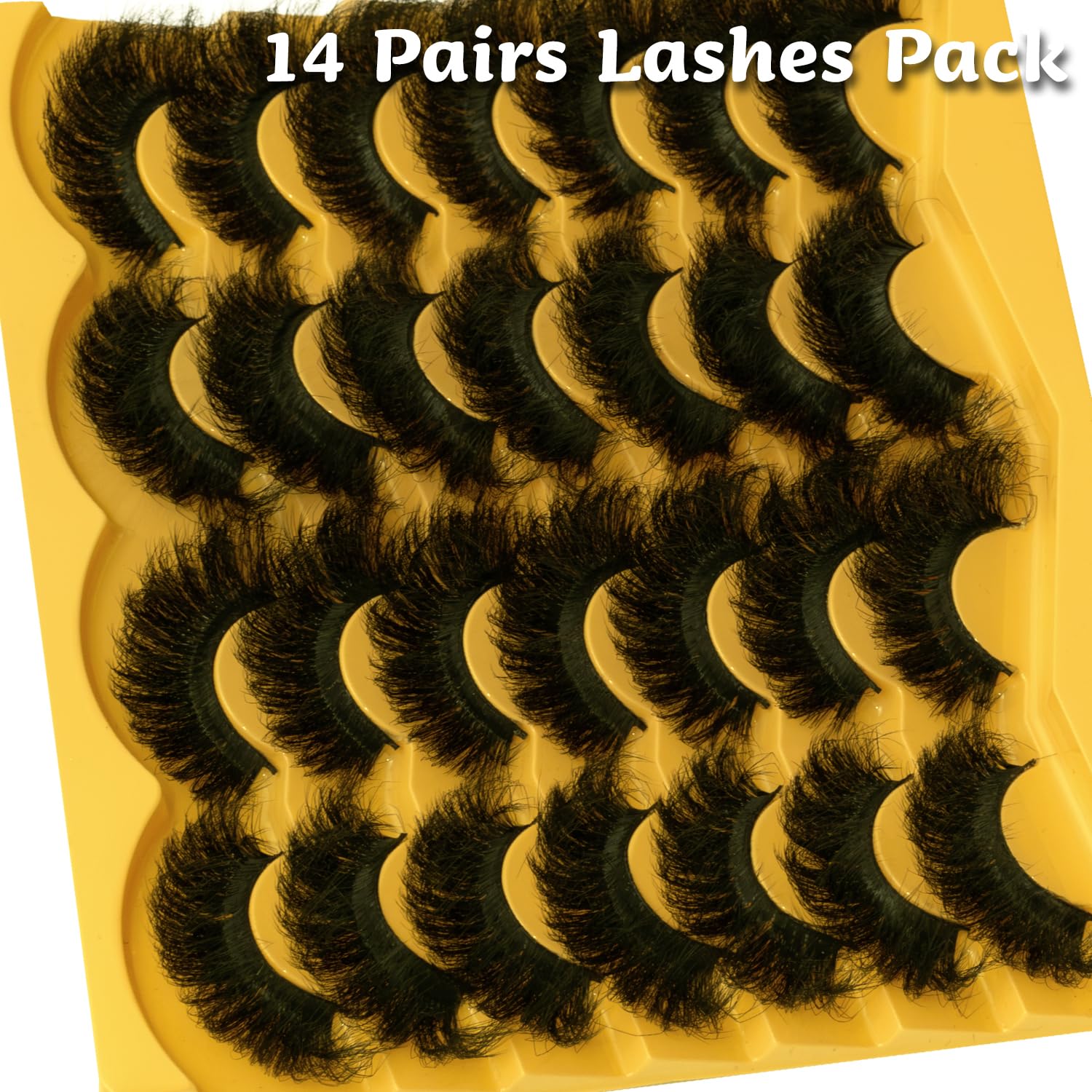 Mink Lashes Fluffy 20mm Volume False Eyelashes 8D Cat Eye Strip Lashes D Curl 14 Pairs Dramatic Soft Eyelash 25mm Big Long Lash Strips Lashes Pack That Look Like Extensions Faux Mink Lashes