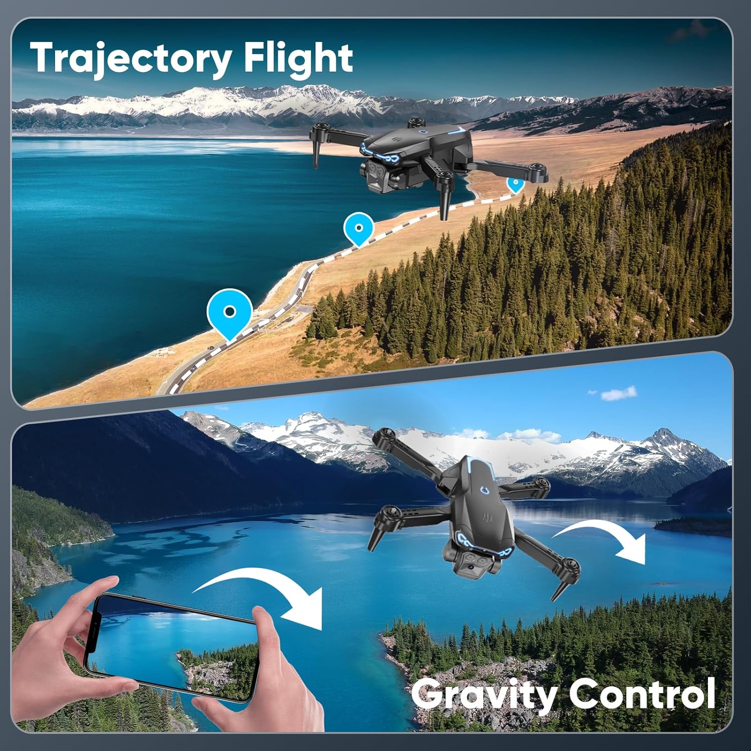 Foldable Drone with 1080P Camera for Beginners &amp; Kids, FPV RC Quadcopter Toys Gifts for Boys Girls, One Key Start, 3D Flips, Gesture Selfie, 3 Speed Modes, 2 Batteries