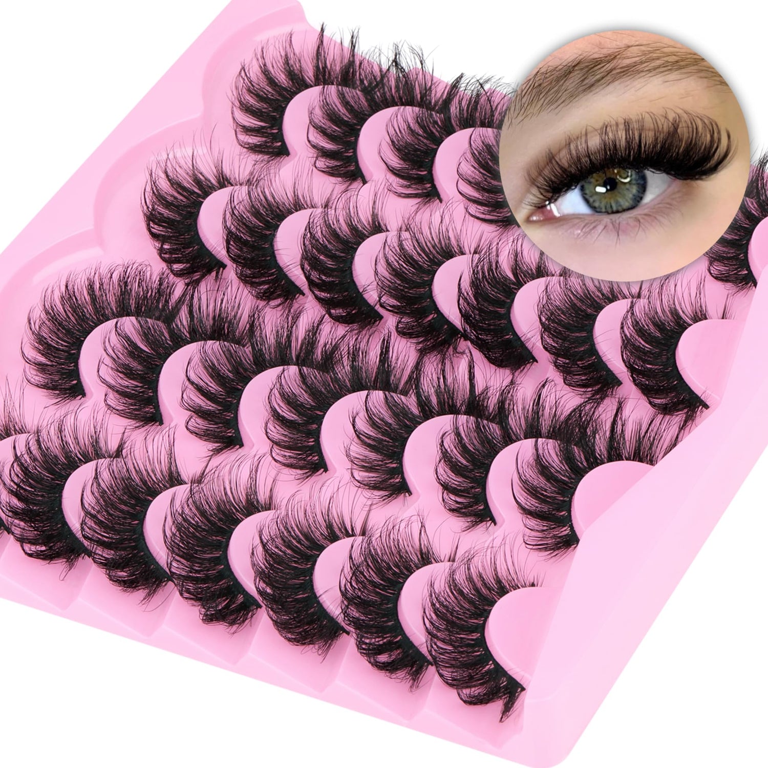 14 Pairs Wispy Mink Lashes False Eye Lashes Natural Look 5D Volume 16mm Fake Eyelashes Pack by TNFVLONEINS