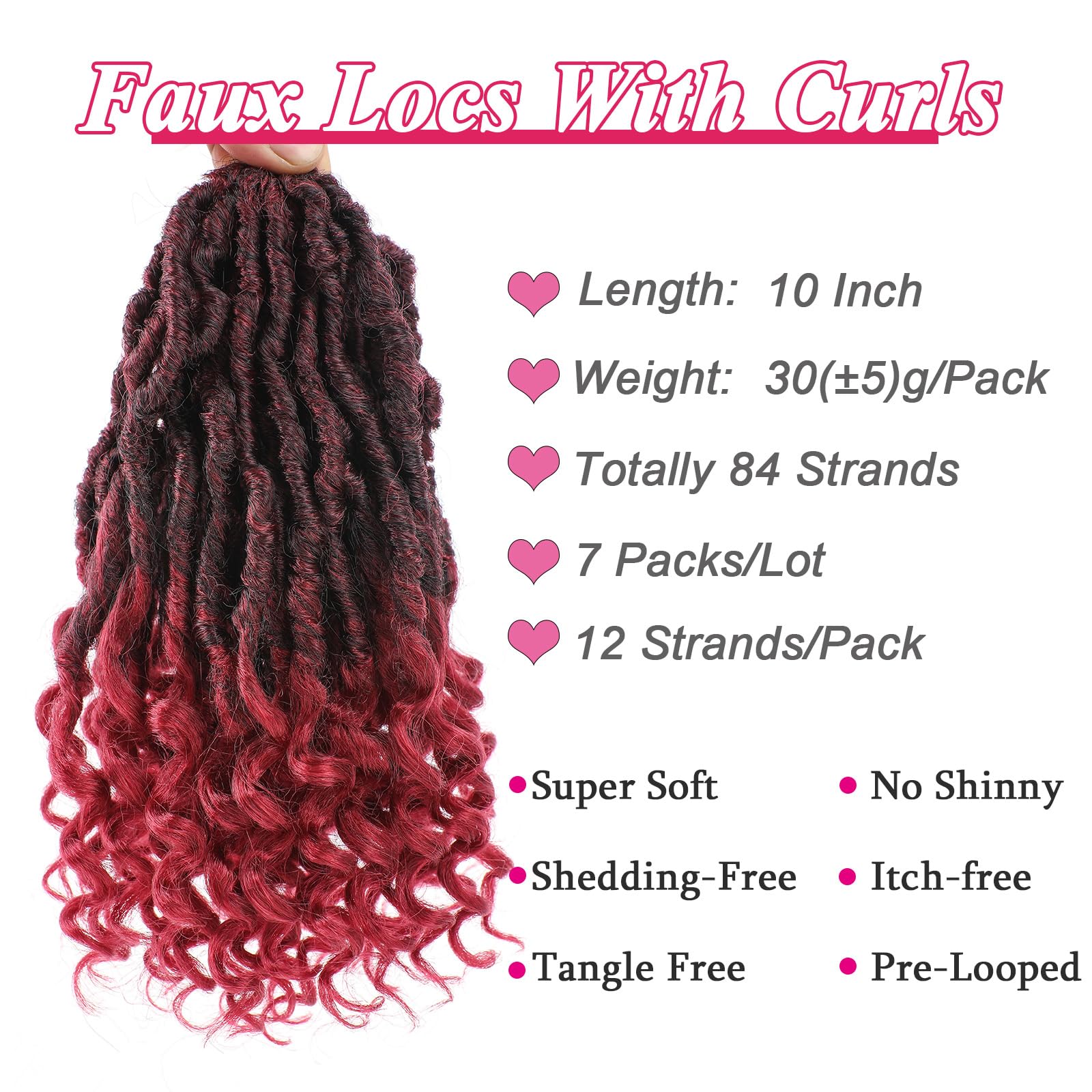 Leeven 7 Packs Faux Locs With Curly Ends 18 Inch Pre-looped Goddess Locs Crochet Hair 84 Strands Natural Black Crochet Bohemian Soft Locs Braiding Hair Extensions With Curls for Women 1B