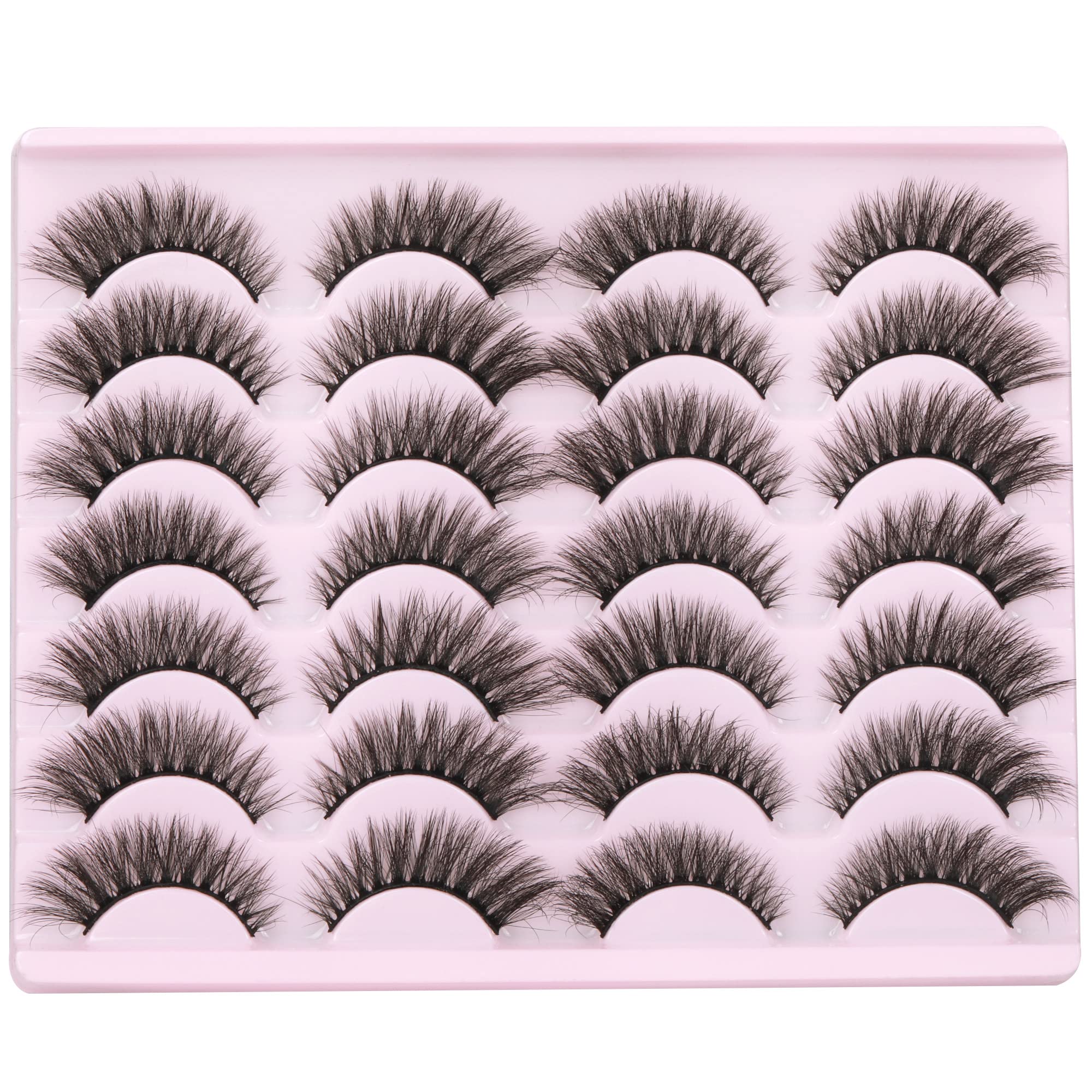 14 Pairs Wispy Mink Lashes False Eye Lashes Natural Look 5D Volume 16mm Fake Eyelashes Pack by TNFVLONEINS