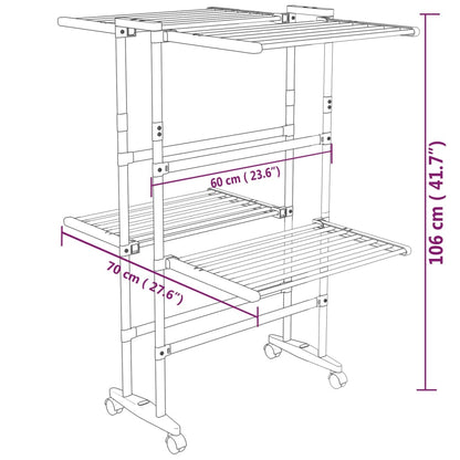 vidaXL Clothes Hanger Foldable Clothes Drying Rack Stand with Wheels Silver
