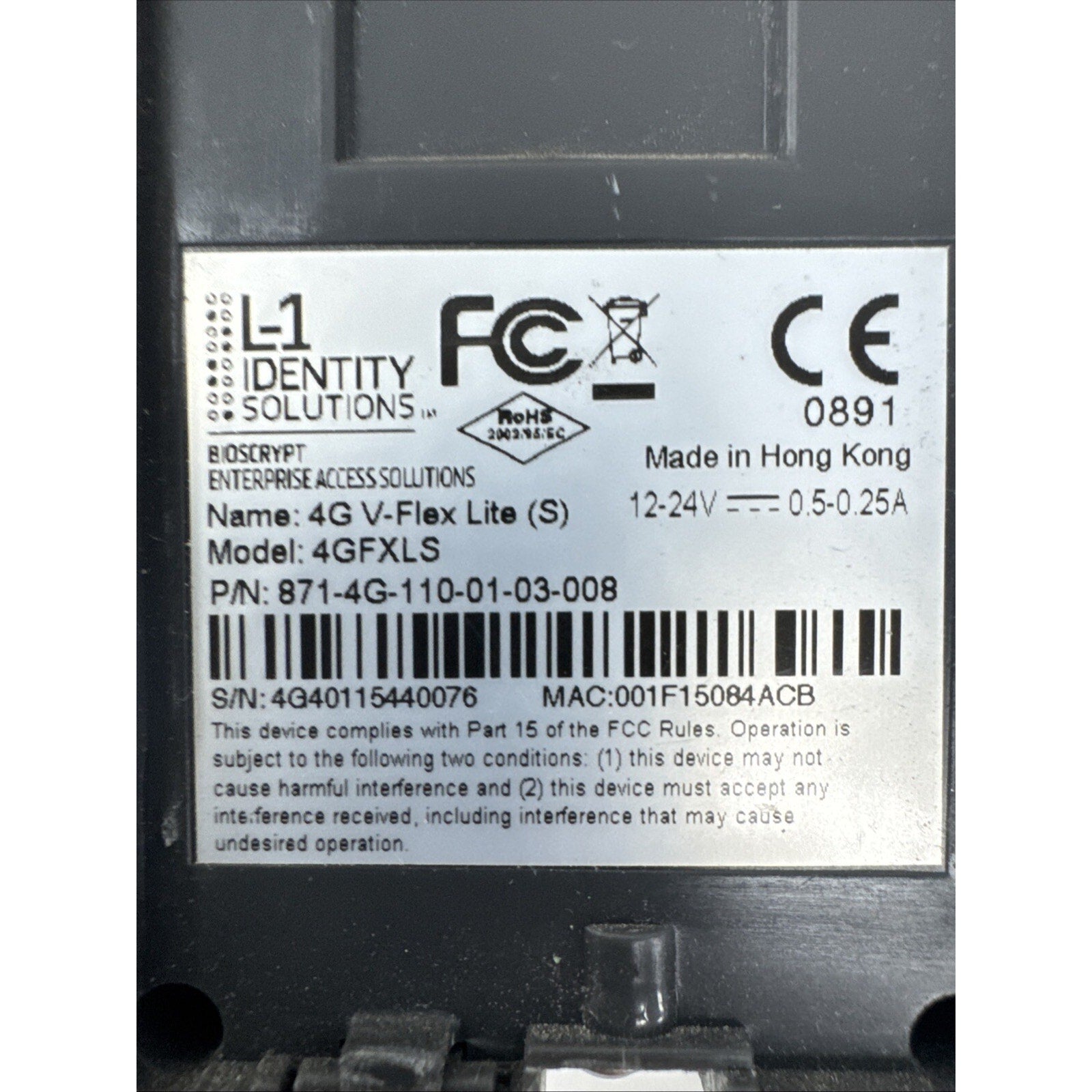 L-1 Identity Solutions 4GFXLSP 4G V-Flex Lite Fingerprint And Card Reader