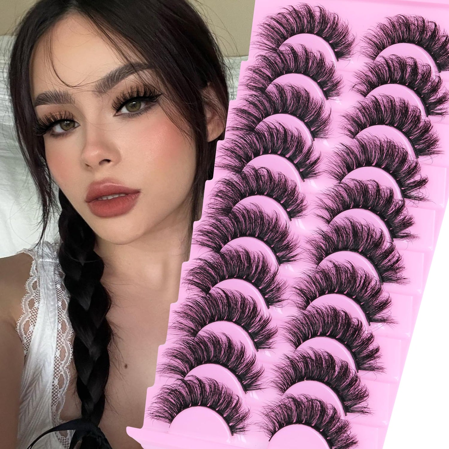 14 Pairs Wispy Mink Lashes False Eye Lashes Natural Look 5D Volume 16mm Fake Eyelashes Pack by TNFVLONEINS