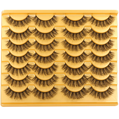 14 Pairs Wispy Mink Lashes False Eye Lashes Natural Look 5D Volume 16mm Fake Eyelashes Pack by TNFVLONEINS