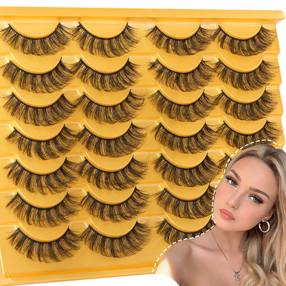 14 Pairs Wispy Mink Lashes False Eye Lashes Natural Look 5D Volume 16mm Fake Eyelashes Pack by TNFVLONEINS