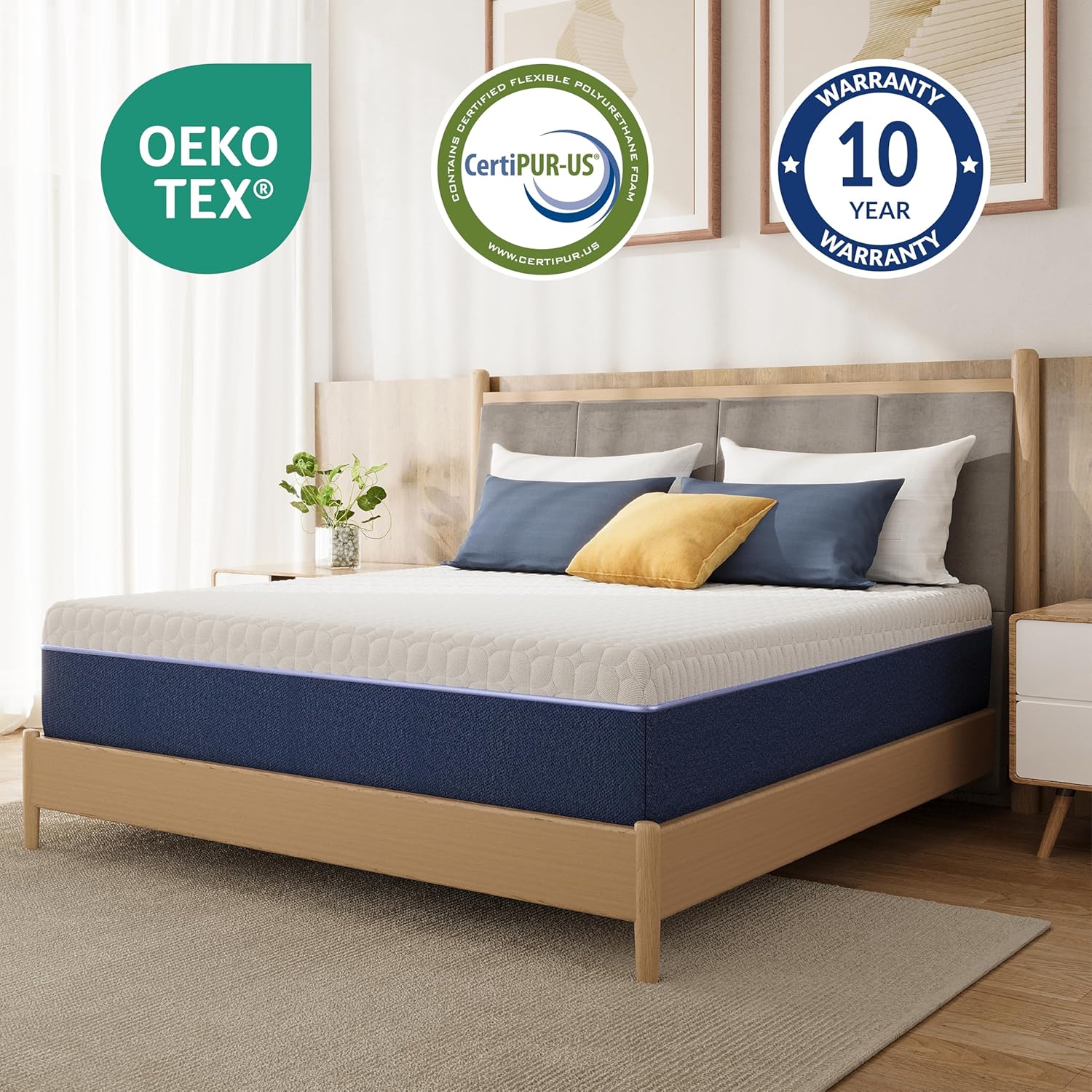 12 Inch Queen Size Mattress, Firm Gel Memory Foam Queen Mattress in a Box, Firm Back Support for Pressure Relief &amp; Spinal Alignment, CertiPUR-US Certified, Fiberglass-Free