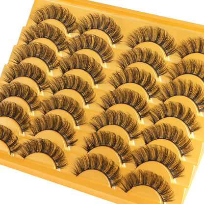 14 Pairs Wispy Mink Lashes False Eye Lashes Natural Look 5D Volume 16mm Fake Eyelashes Pack by TNFVLONEINS