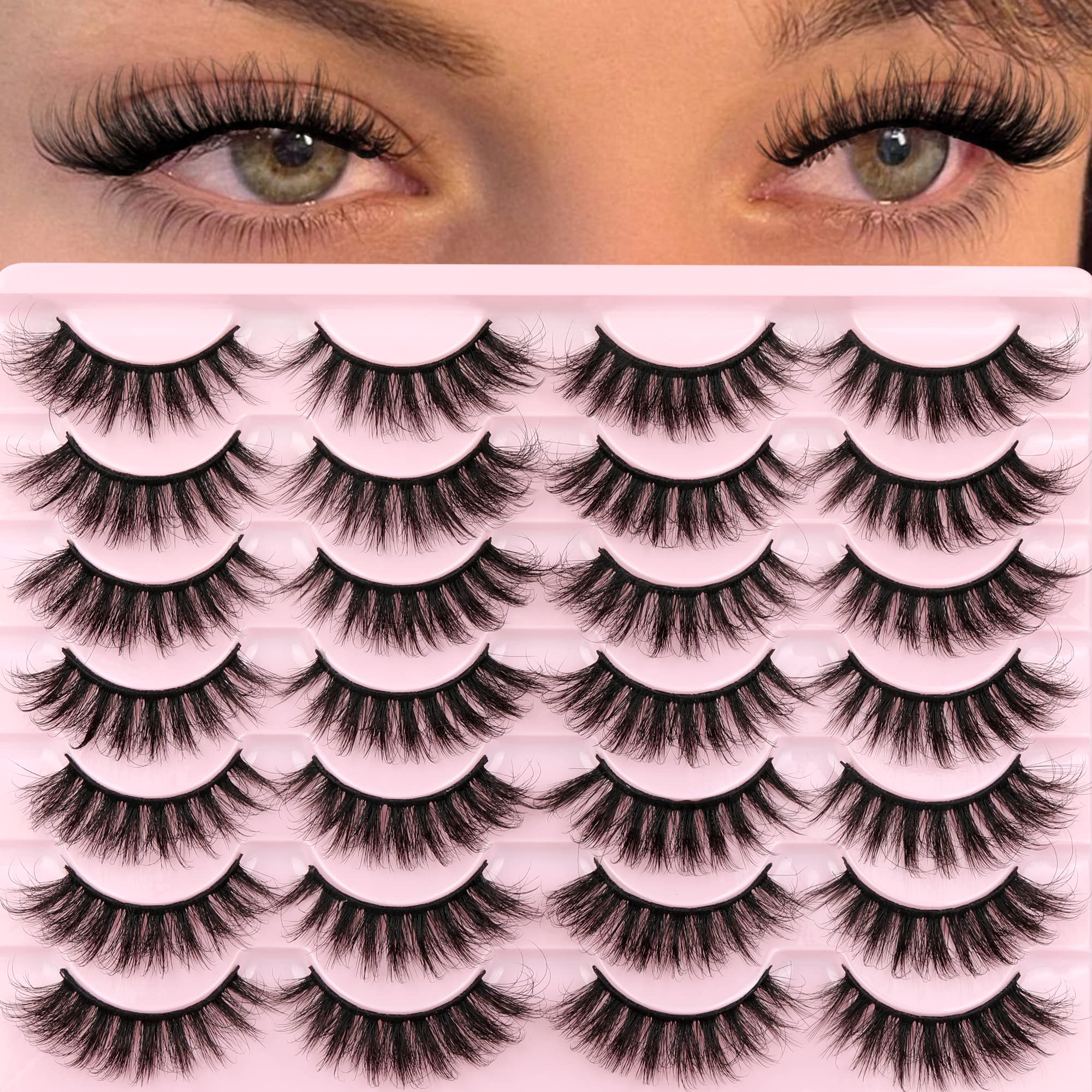 14 Pairs Wispy Mink Lashes False Eye Lashes Natural Look 5D Volume 16mm Fake Eyelashes Pack by TNFVLONEINS