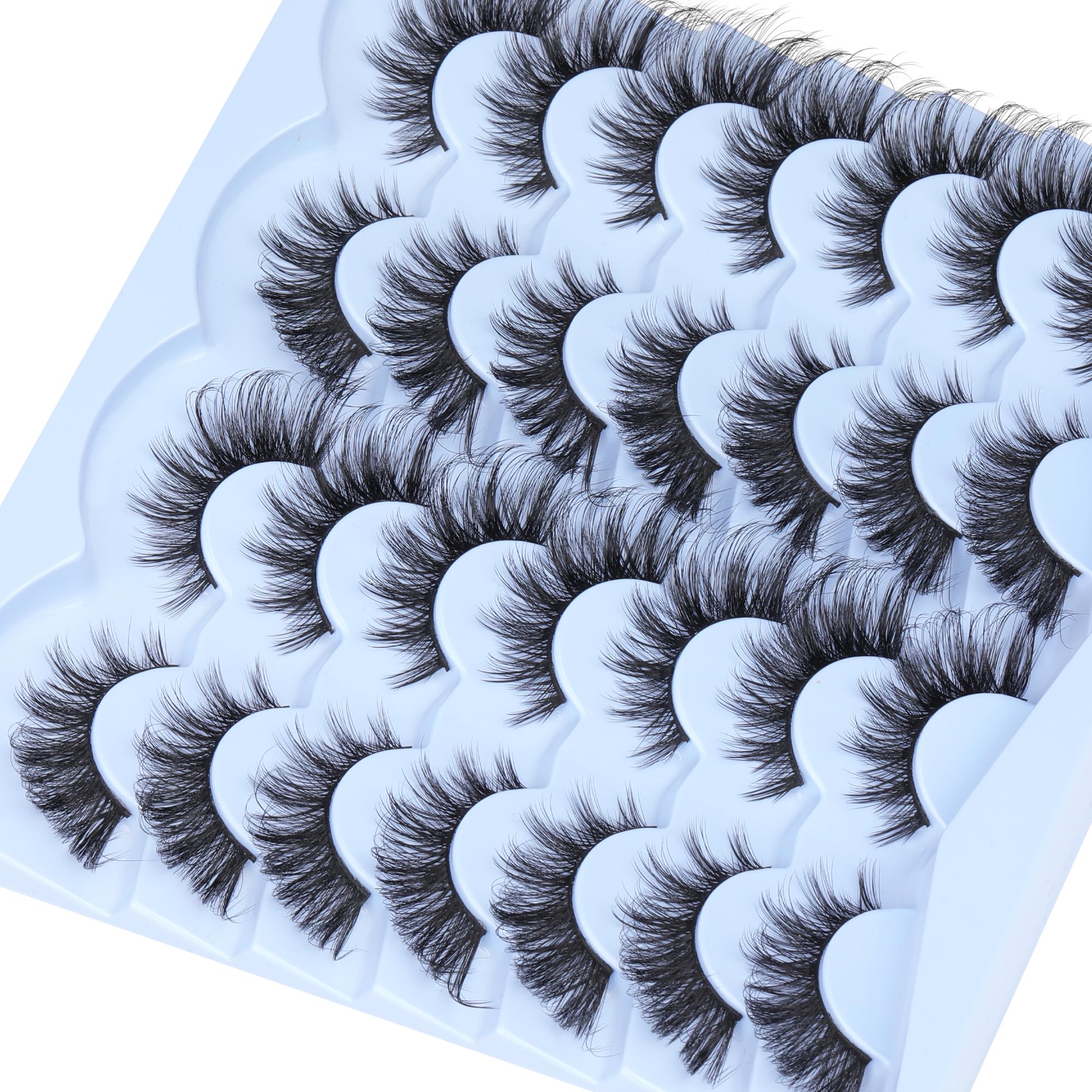 14 Pairs Wispy Mink Lashes False Eye Lashes Natural Look 5D Volume 16mm Fake Eyelashes Pack by TNFVLONEINS