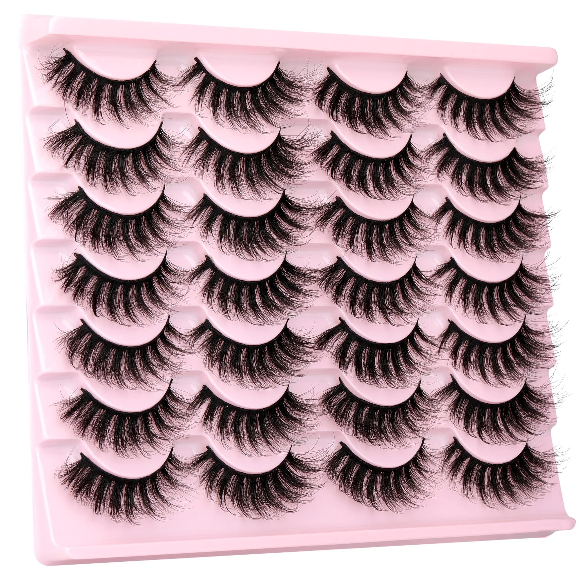 14 Pairs Wispy Mink Lashes False Eye Lashes Natural Look 5D Volume 16mm Fake Eyelashes Pack by TNFVLONEINS