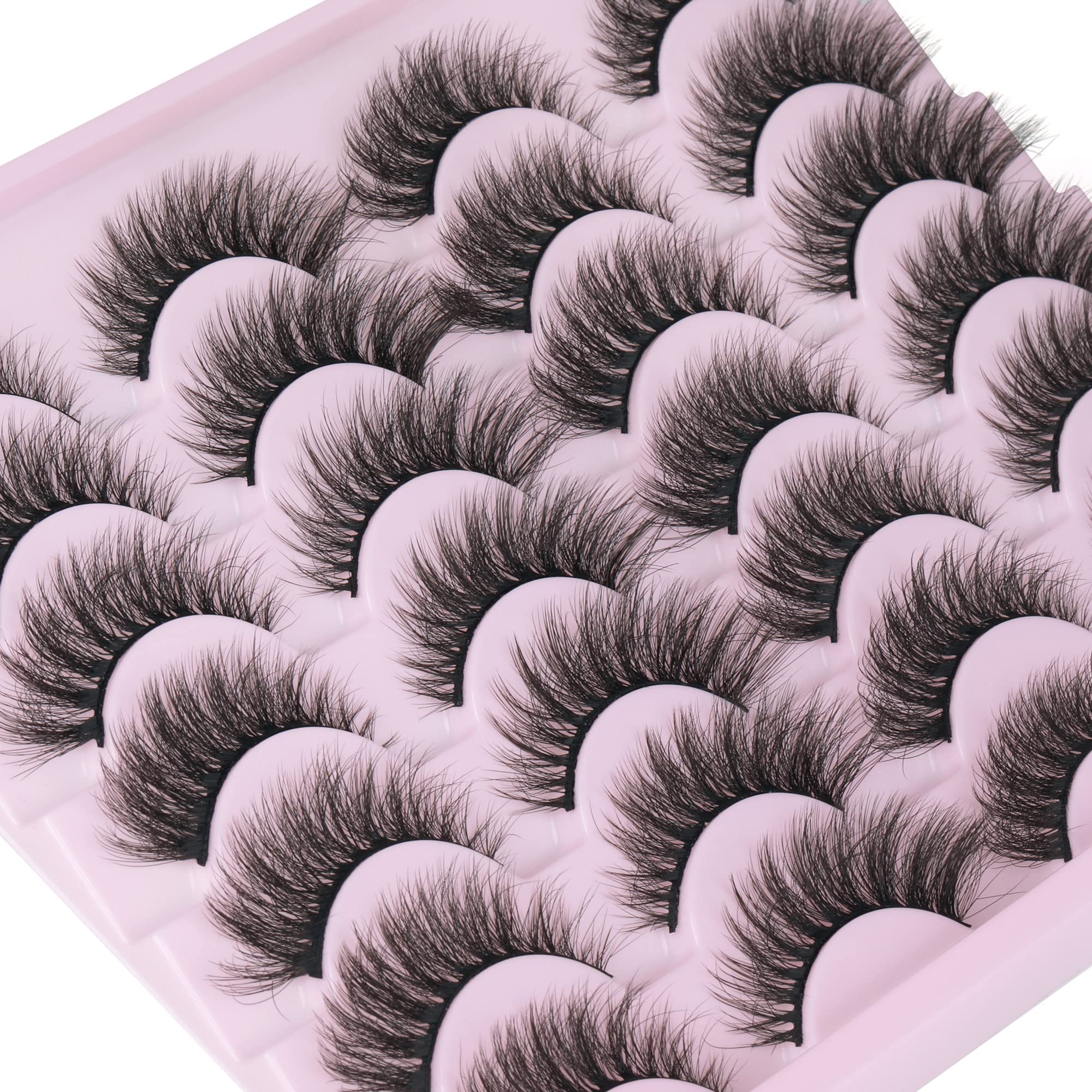14 Pairs Wispy Mink Lashes False Eye Lashes Natural Look 5D Volume 16mm Fake Eyelashes Pack by TNFVLONEINS