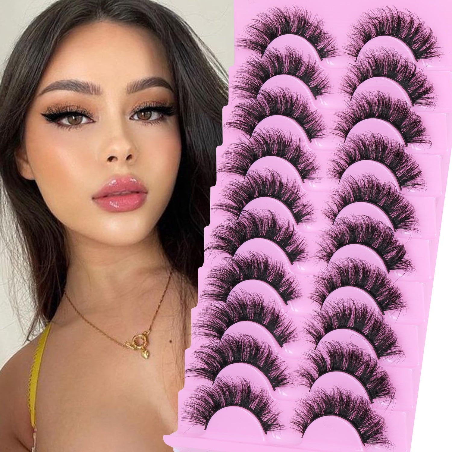 14 Pairs Wispy Mink Lashes False Eye Lashes Natural Look 5D Volume 16mm Fake Eyelashes Pack by TNFVLONEINS