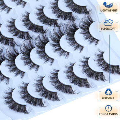 14 Pairs Wispy Mink Lashes False Eye Lashes Natural Look 5D Volume 16mm Fake Eyelashes Pack by TNFVLONEINS