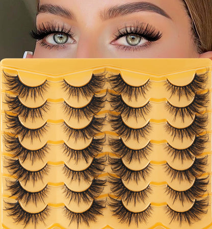 14 Pairs Wispy Mink Lashes False Eye Lashes Natural Look 5D Volume 16mm Fake Eyelashes Pack by TNFVLONEINS