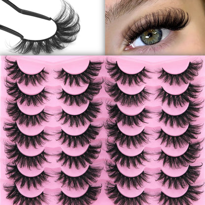 14 Pairs Wispy Mink Lashes False Eye Lashes Natural Look 5D Volume 16mm Fake Eyelashes Pack by TNFVLONEINS