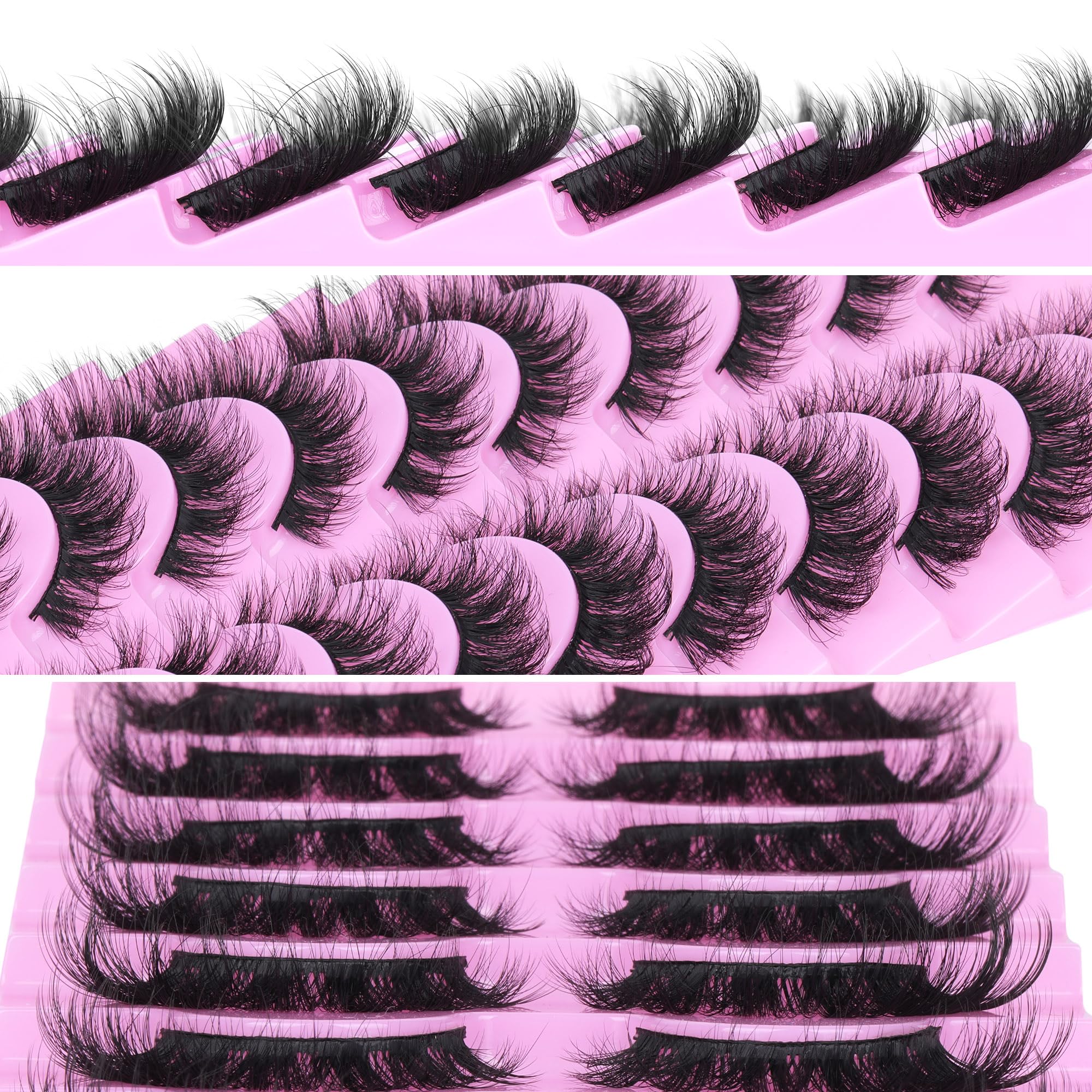 14 Pairs Wispy Mink Lashes False Eye Lashes Natural Look 5D Volume 16mm Fake Eyelashes Pack by TNFVLONEINS