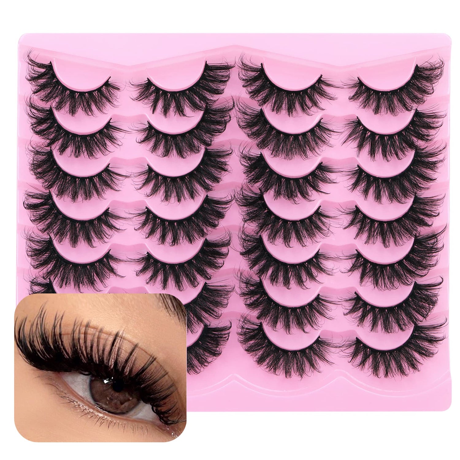 14 Pairs Wispy Mink Lashes False Eye Lashes Natural Look 5D Volume 16mm Fake Eyelashes Pack by TNFVLONEINS