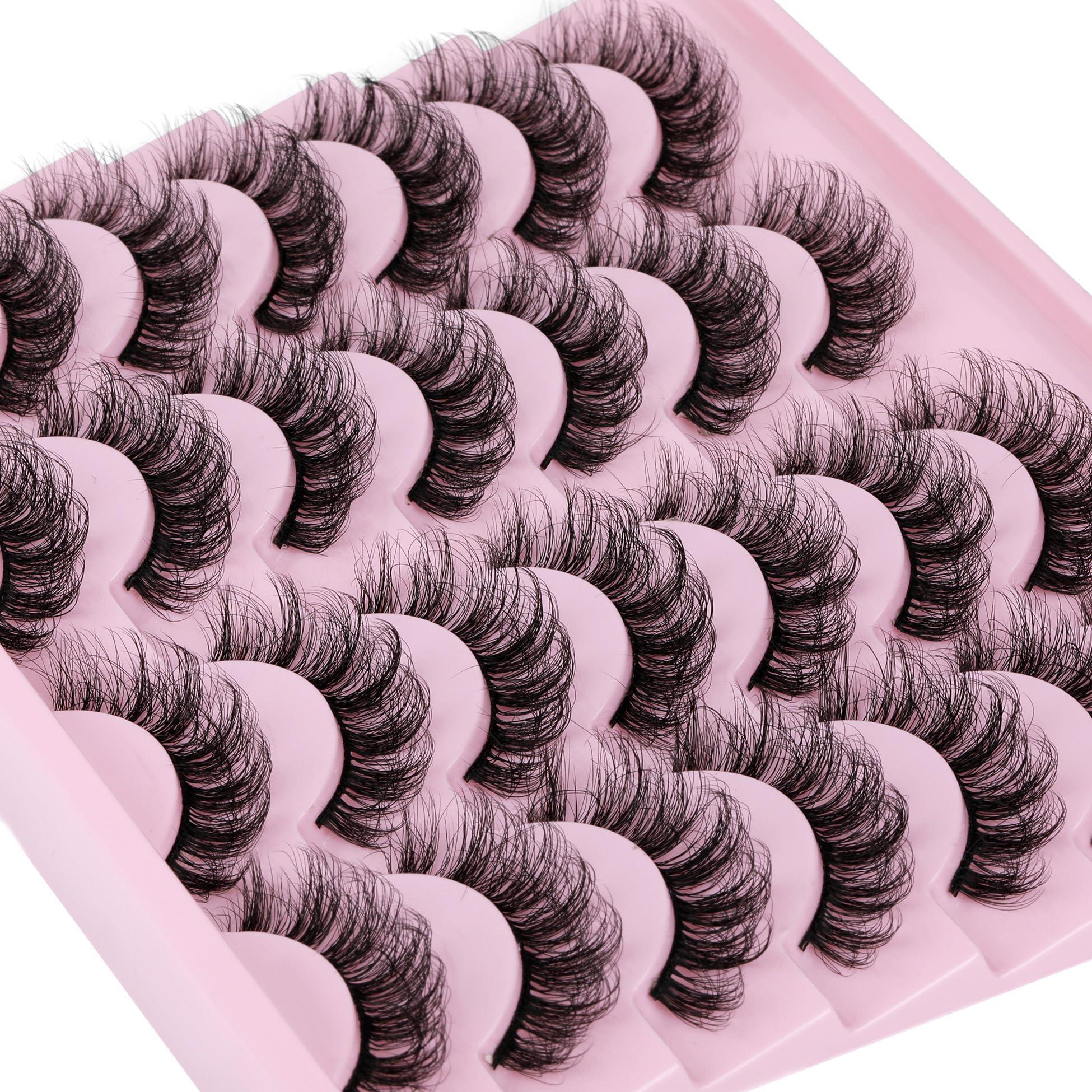 14 Pairs Wispy Mink Lashes False Eye Lashes Natural Look 5D Volume 16mm Fake Eyelashes Pack by TNFVLONEINS