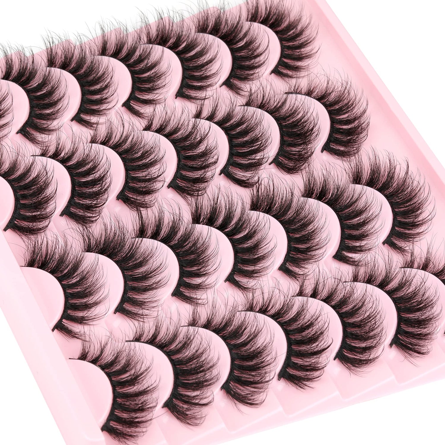 14 Pairs Wispy Mink Lashes False Eye Lashes Natural Look 5D Volume 16mm Fake Eyelashes Pack by TNFVLONEINS