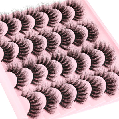 14 Pairs Wispy Mink Lashes False Eye Lashes Natural Look 5D Volume 16mm Fake Eyelashes Pack by TNFVLONEINS