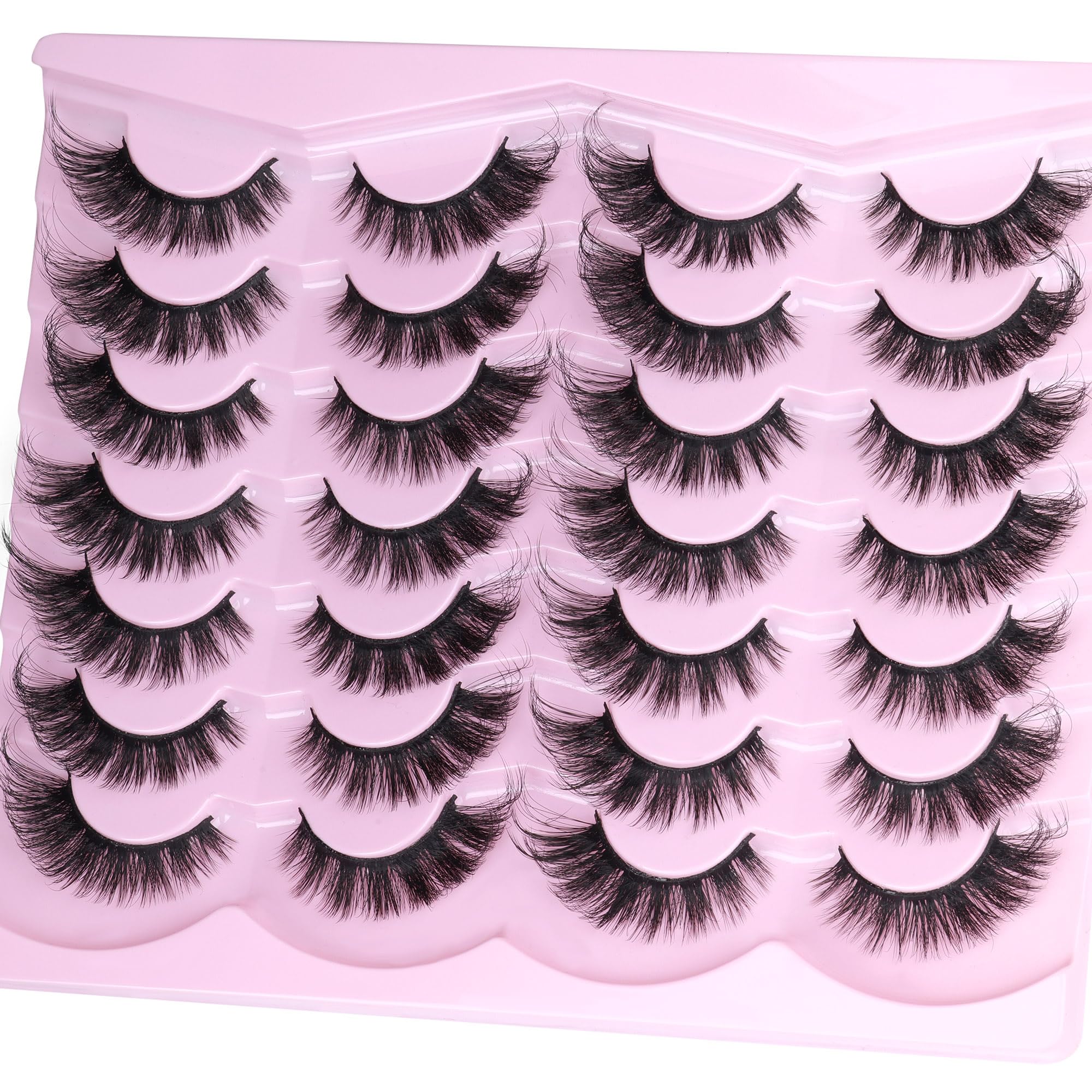 14 Pairs Wispy Mink Lashes False Eye Lashes Natural Look 5D Volume 16mm Fake Eyelashes Pack by TNFVLONEINS