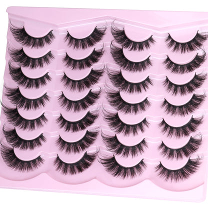 14 Pairs Wispy Mink Lashes False Eye Lashes Natural Look 5D Volume 16mm Fake Eyelashes Pack by TNFVLONEINS