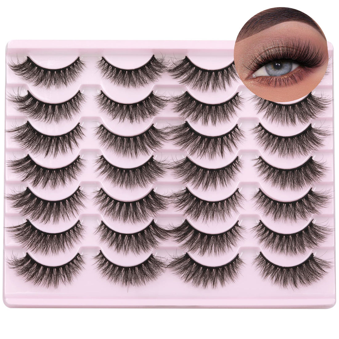 14 Pairs Wispy Mink Lashes False Eye Lashes Natural Look 5D Volume 16mm Fake Eyelashes Pack by TNFVLONEINS