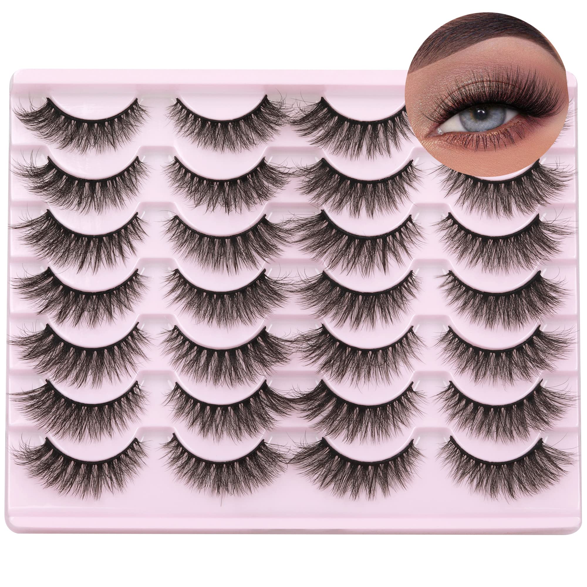 14 Pairs Wispy Mink Lashes False Eye Lashes Natural Look 5D Volume 16mm Fake Eyelashes Pack by TNFVLONEINS