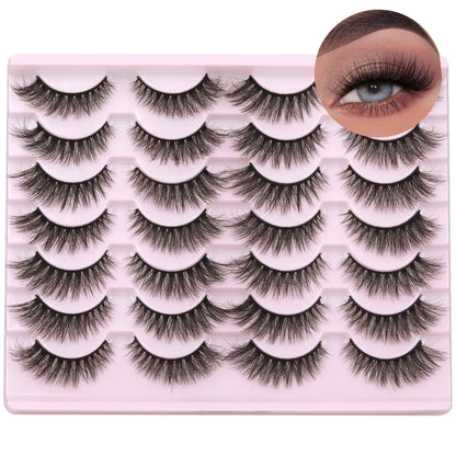 14 Pairs Wispy Mink Lashes False Eye Lashes Natural Look 5D Volume 16mm Fake Eyelashes Pack by TNFVLONEINS