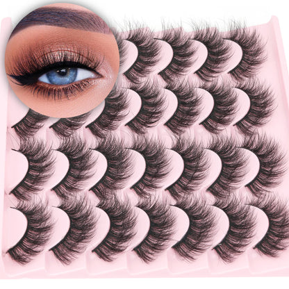 14 Pairs Wispy Mink Lashes False Eye Lashes Natural Look 5D Volume 16mm Fake Eyelashes Pack by TNFVLONEINS