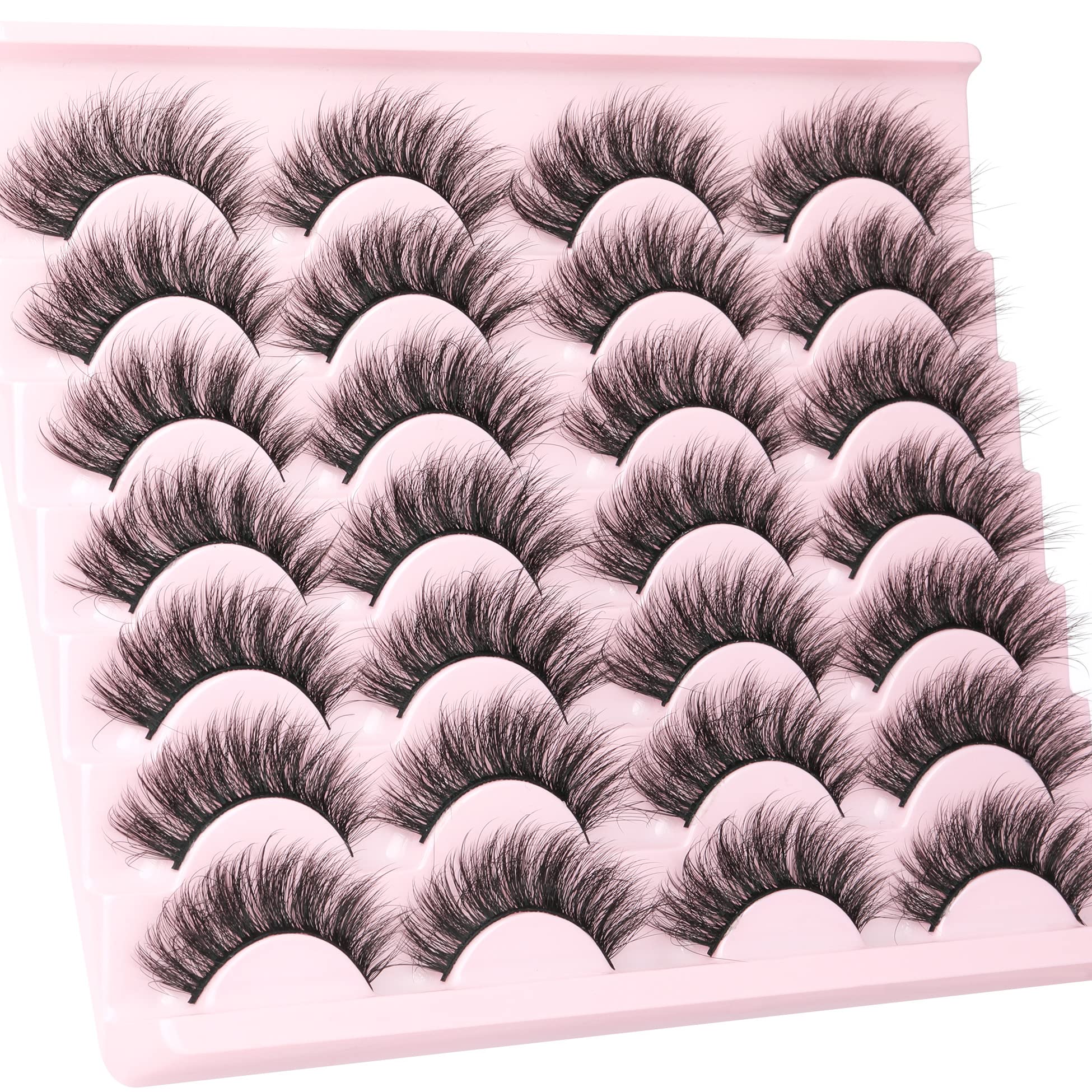 14 Pairs Wispy Mink Lashes False Eye Lashes Natural Look 5D Volume 16mm Fake Eyelashes Pack by TNFVLONEINS