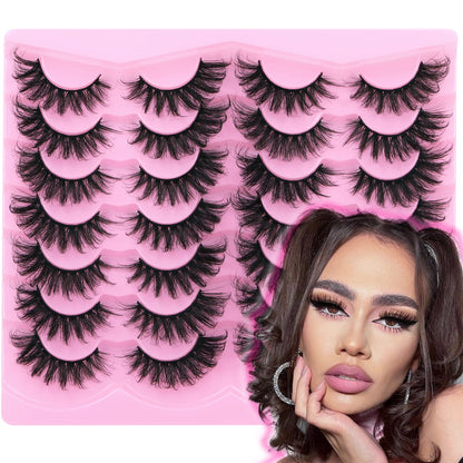 14 Pairs Wispy Mink Lashes False Eye Lashes Natural Look 5D Volume 16mm Fake Eyelashes Pack by TNFVLONEINS