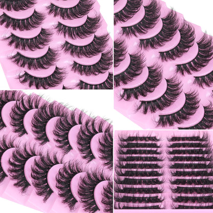 14 Pairs Wispy Mink Lashes False Eye Lashes Natural Look 5D Volume 16mm Fake Eyelashes Pack by TNFVLONEINS