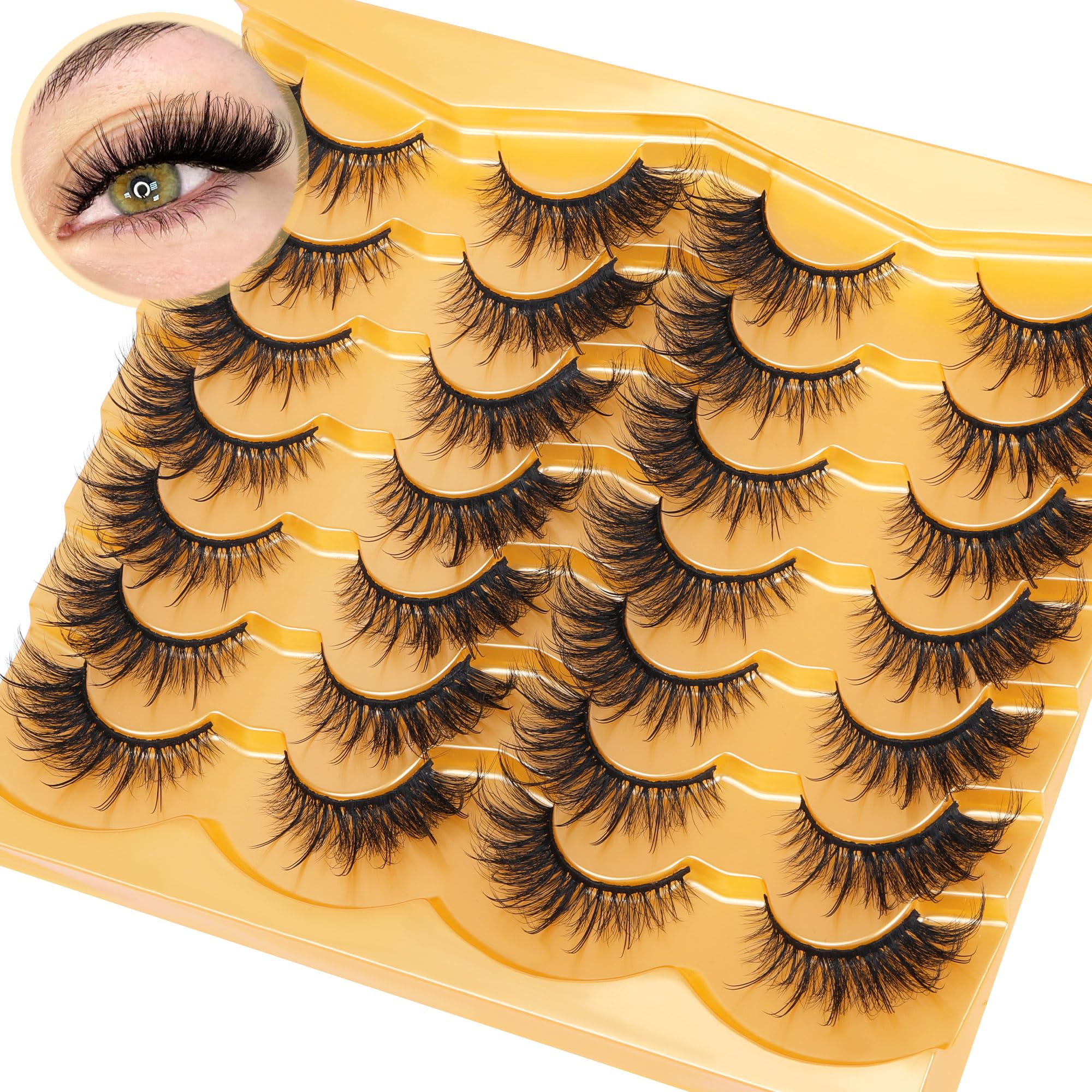 14 Pairs Wispy Mink Lashes False Eye Lashes Natural Look 5D Volume 16mm Fake Eyelashes Pack by TNFVLONEINS